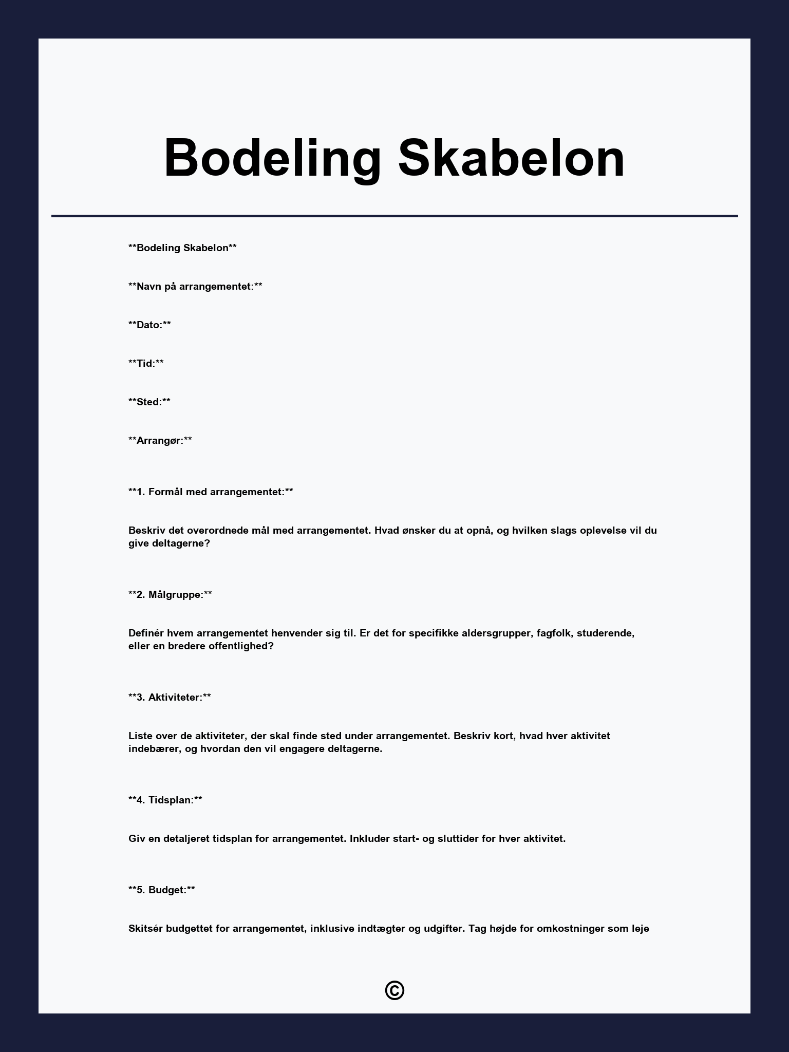 Bodeling Skabelon