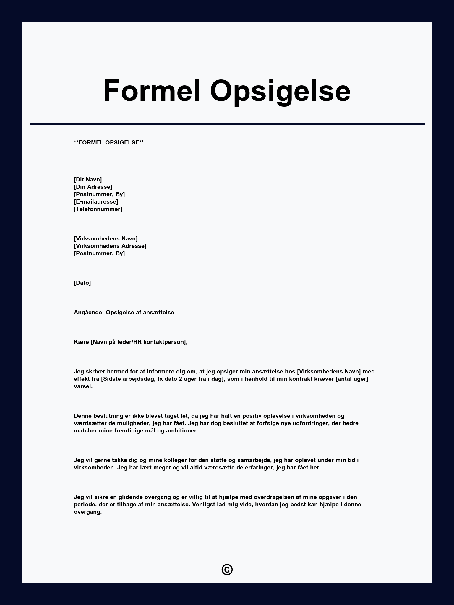 Formel Opsigelse