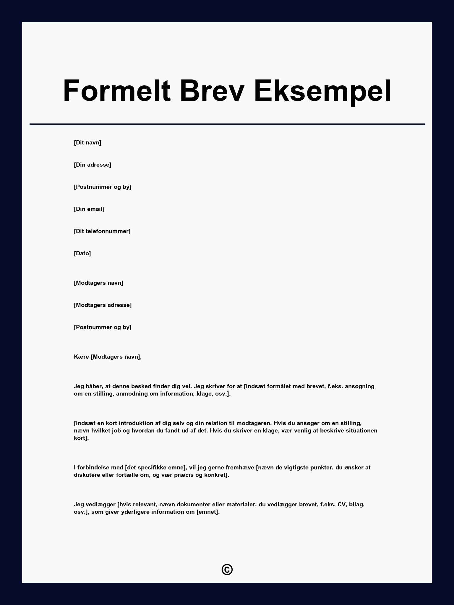 Formelt Brev Eksempel