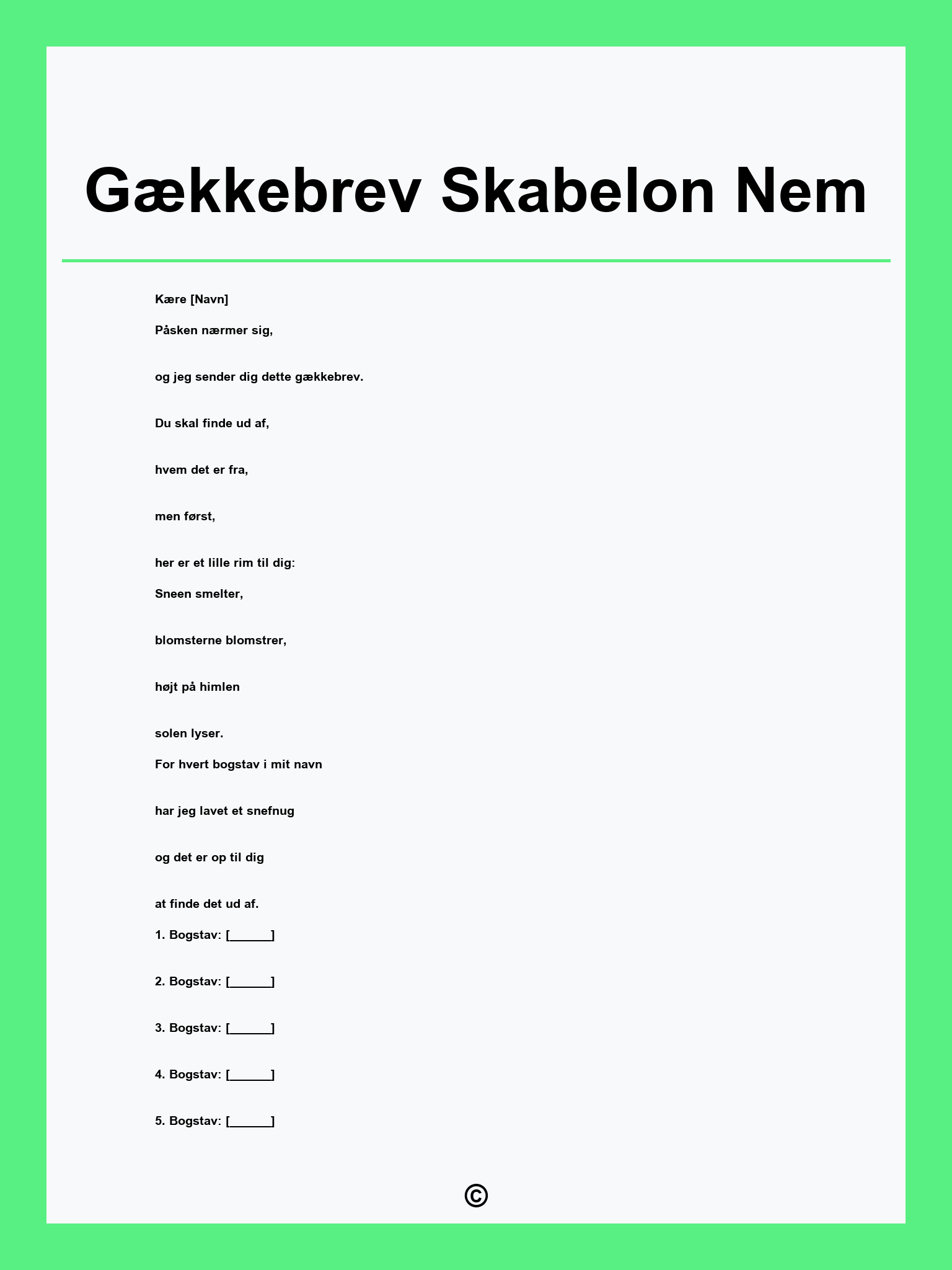 Gækkebrev Skabelon Nem