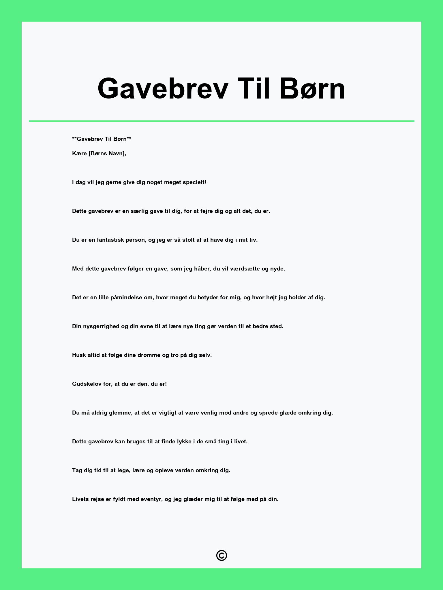 Gavebrev Til Børn