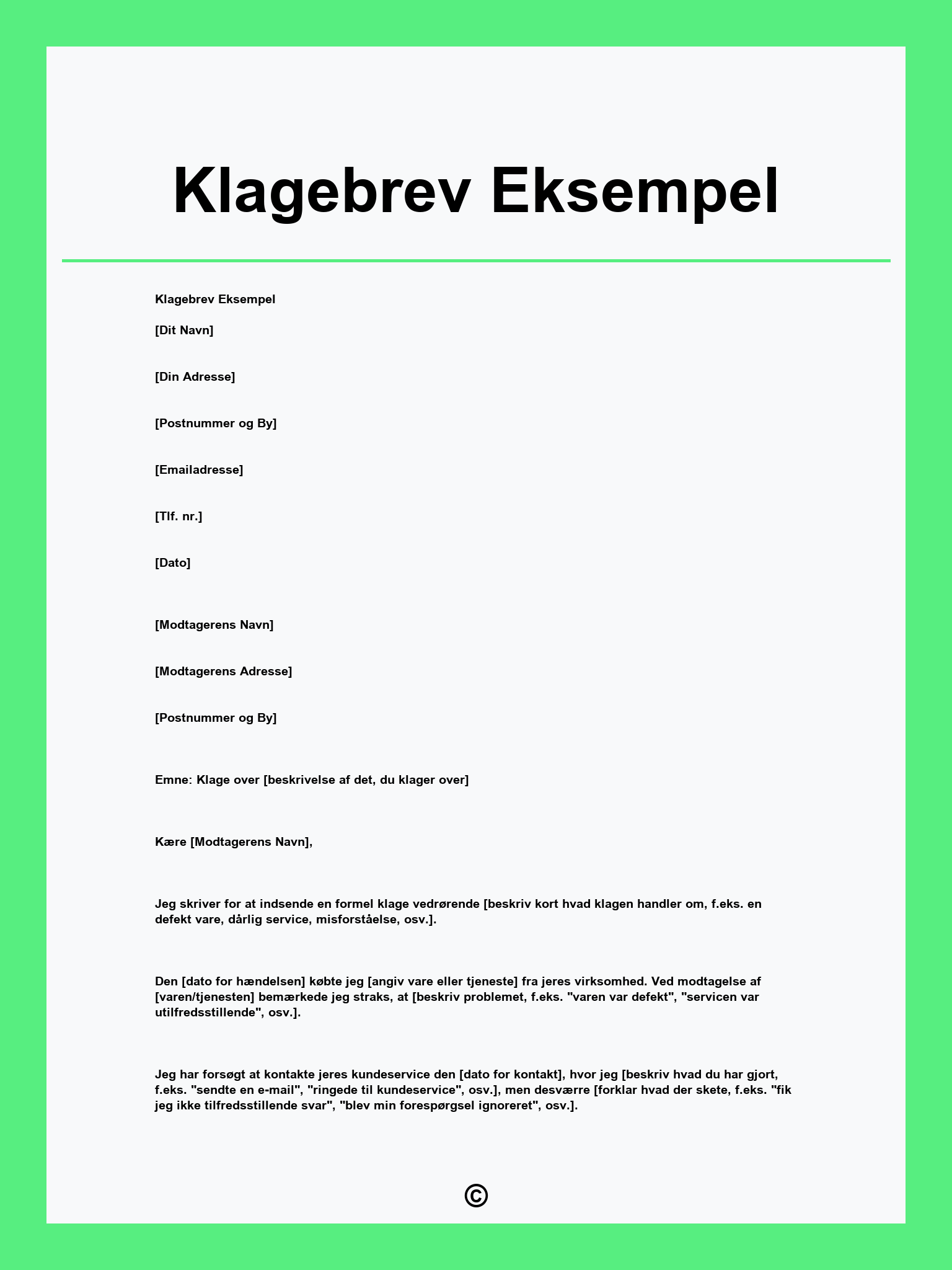 Klagebrev Eksempel