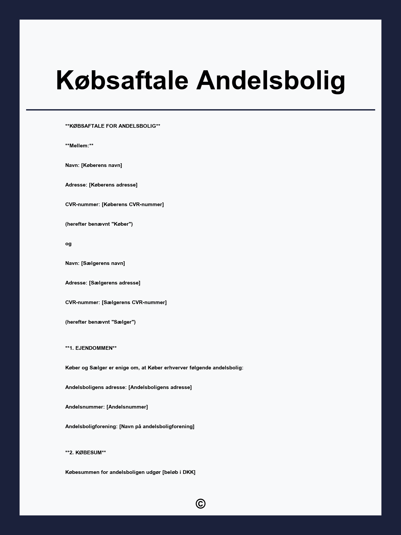 Købsaftale Andelsbolig