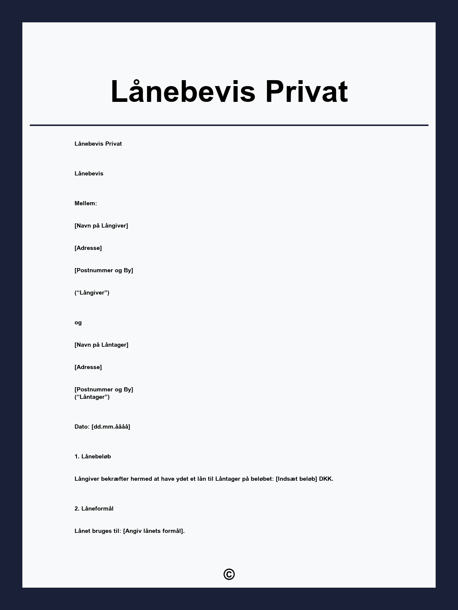 Lånebevis Privat