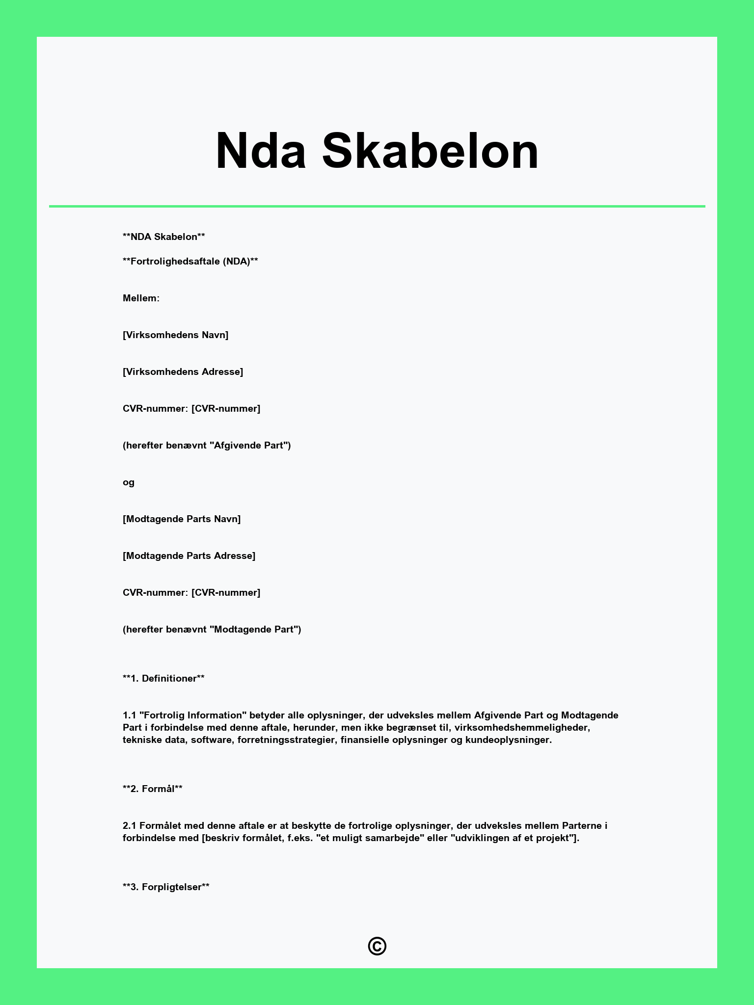 Nda Skabelon