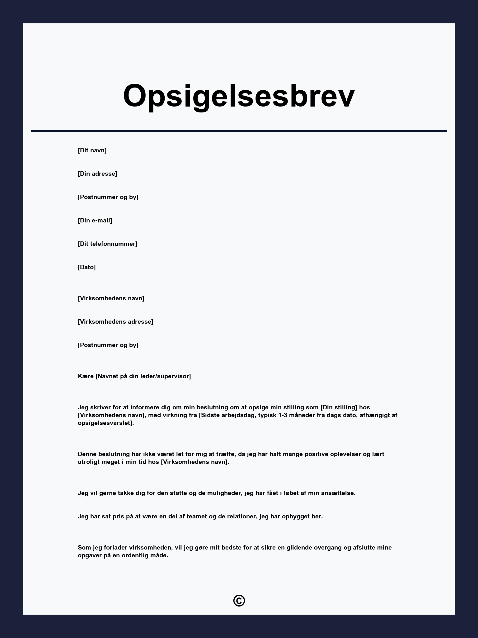 Opsigelsesbrev