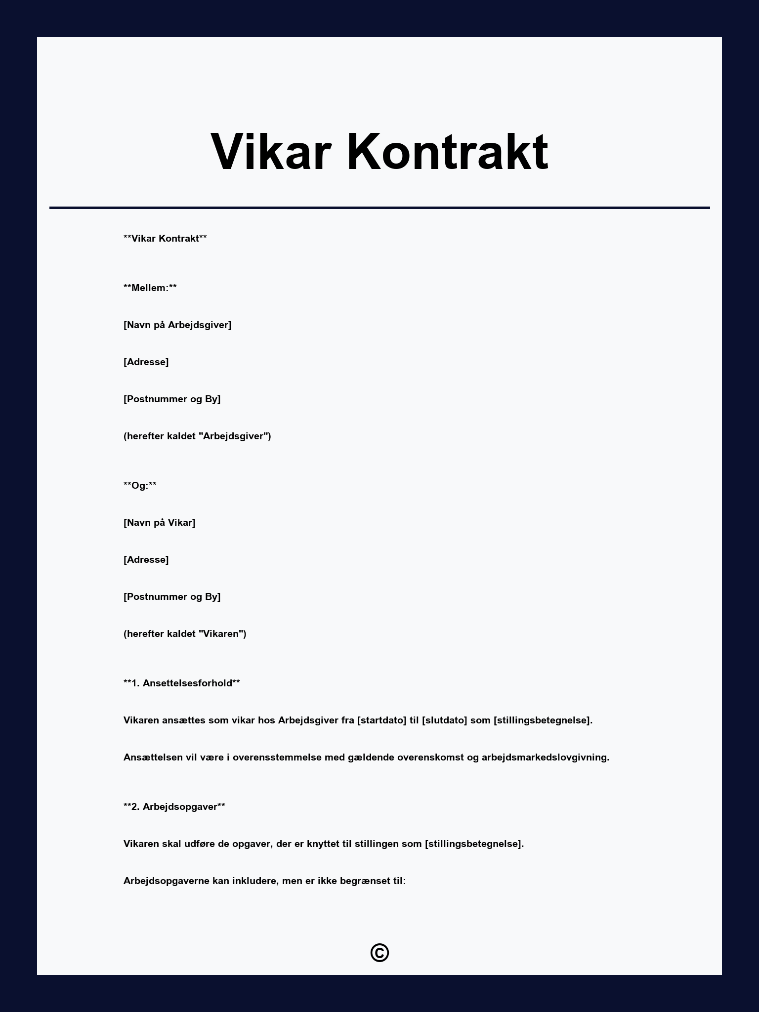 Vikar Kontrakt